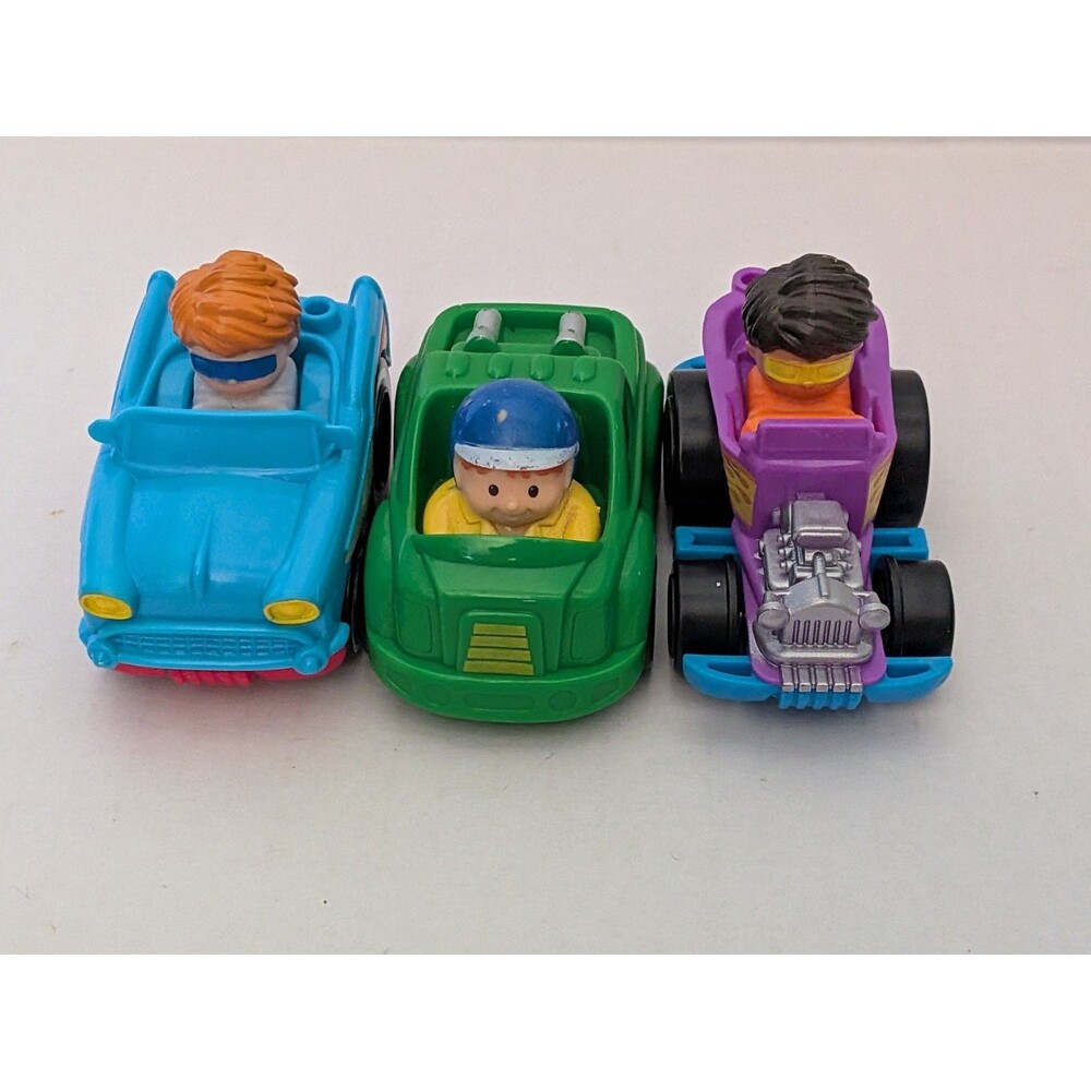 Fisher Price Little People Wheelies Race Cars Vehicles Lot of 3, Hot Rod